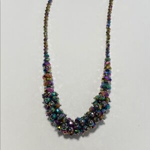 Multicolor Iridescent Beaded Statement Necklace